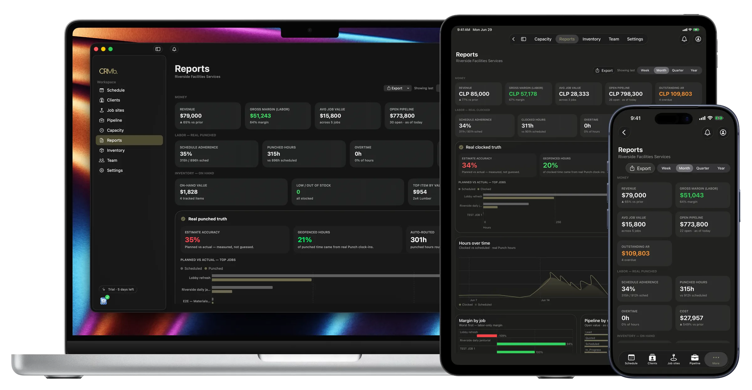 CRMb reports on Mac and iPad