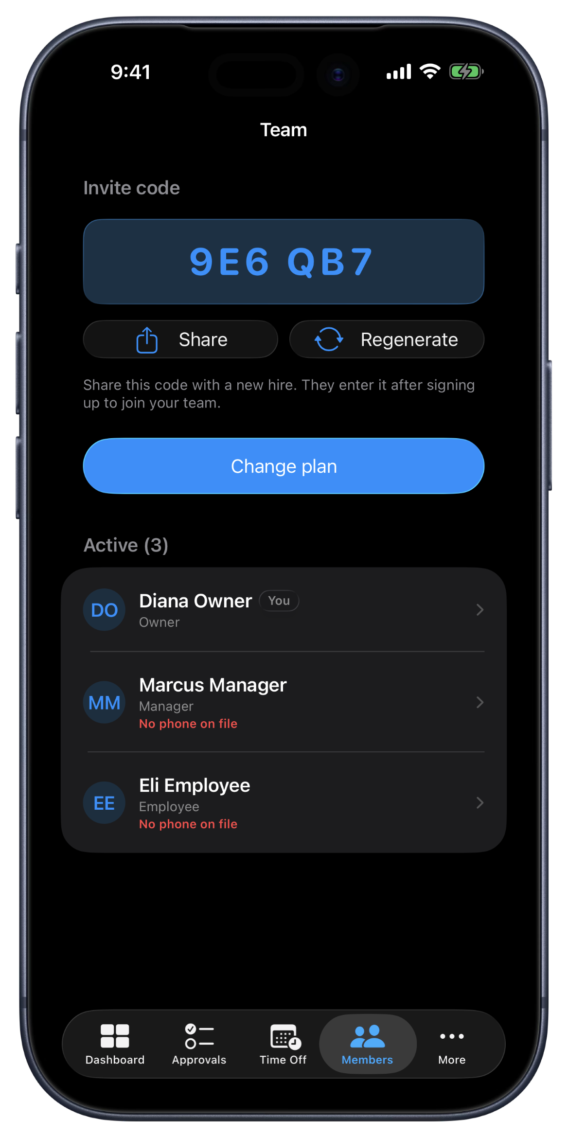 Joining a team on iPhone by entering the six-character crew code